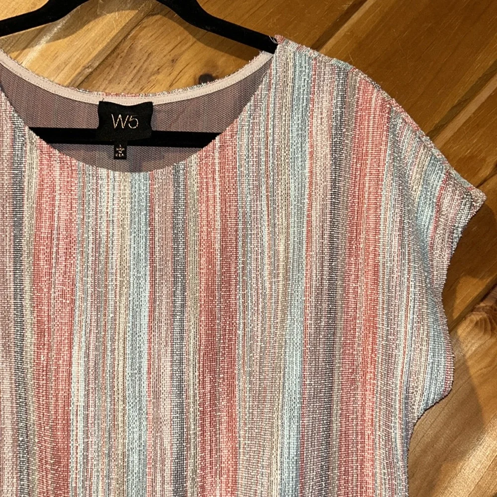 W5 multicolored striped textured tie front top - Picture 2 of 4